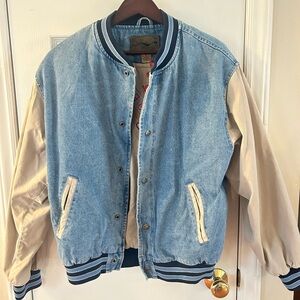 Vintage Port Authority Denim+ Cream Bomber Jacket